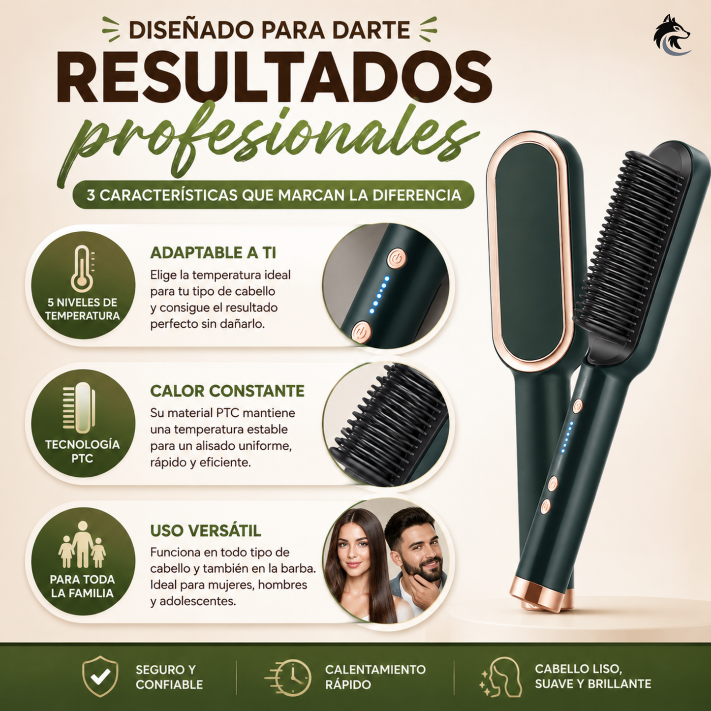Hair Glow Duo - Cepillo y plancha en un solo paso
