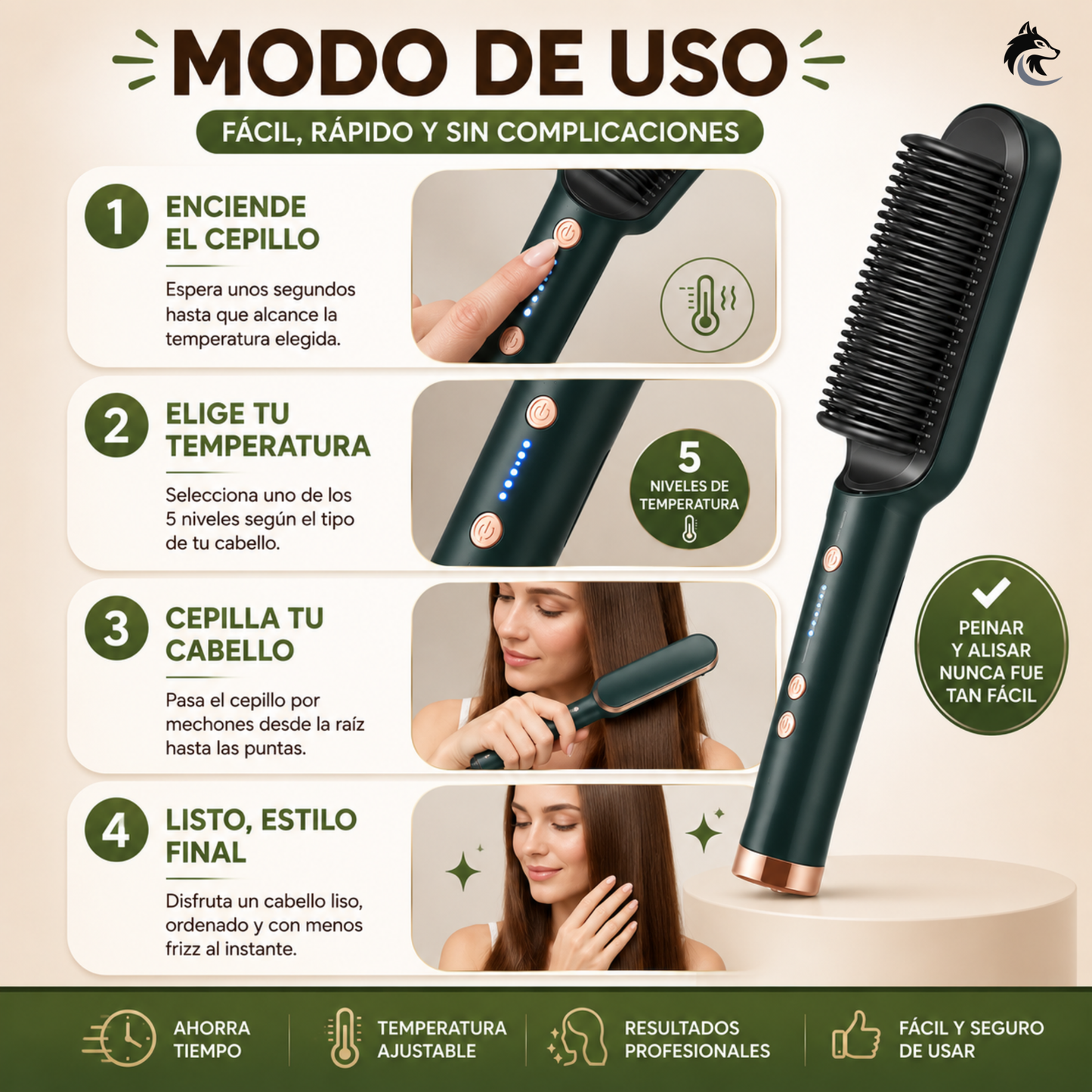 Hair Glow Duo - Cepillo y plancha en un solo paso