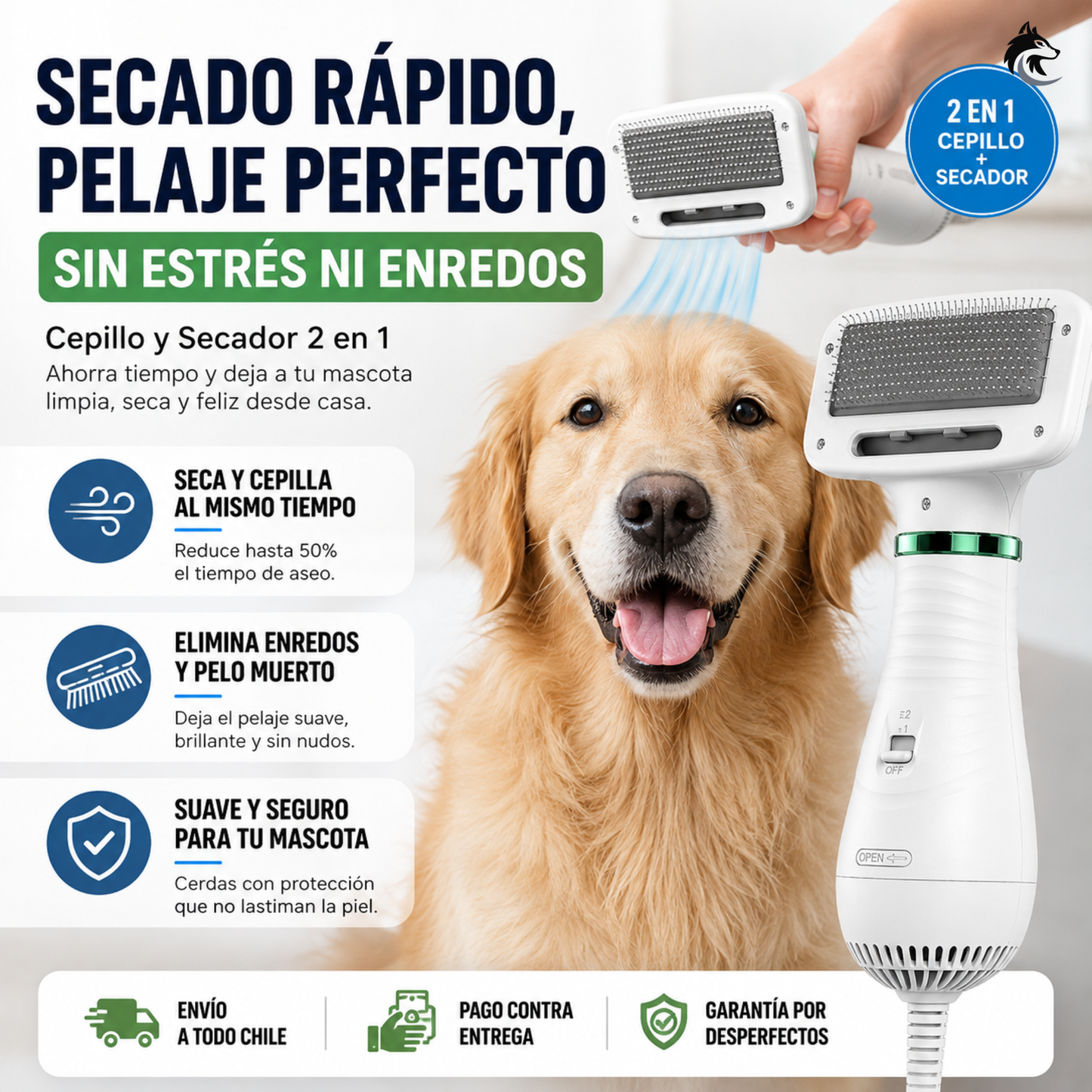 DryCoat Pro - Seca rápido y cepilla sin dañar