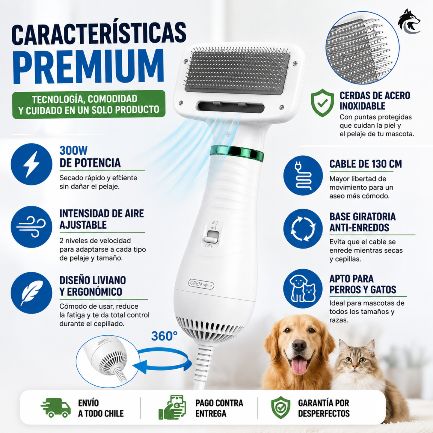 DryCoat Pro - Seca rápido y cepilla sin dañar
