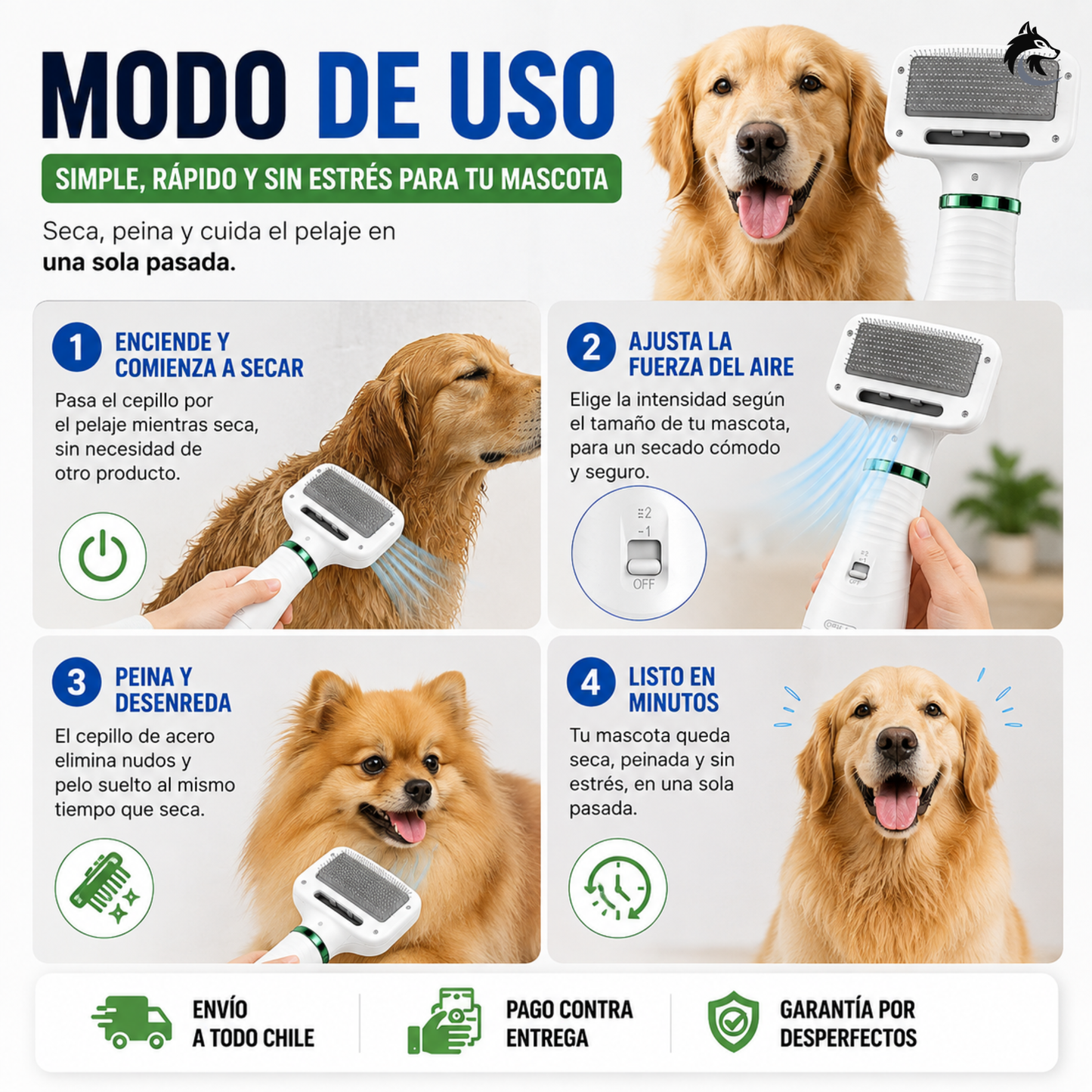 DryCoat Pro - Seca rápido y cepilla sin dañar