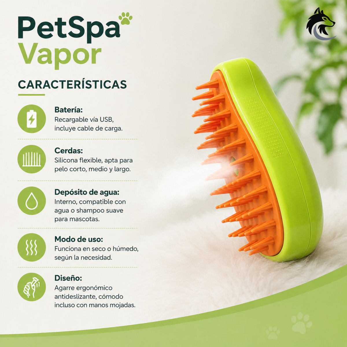 PetSpa Vapor - Menos pelo suelto, más brillo