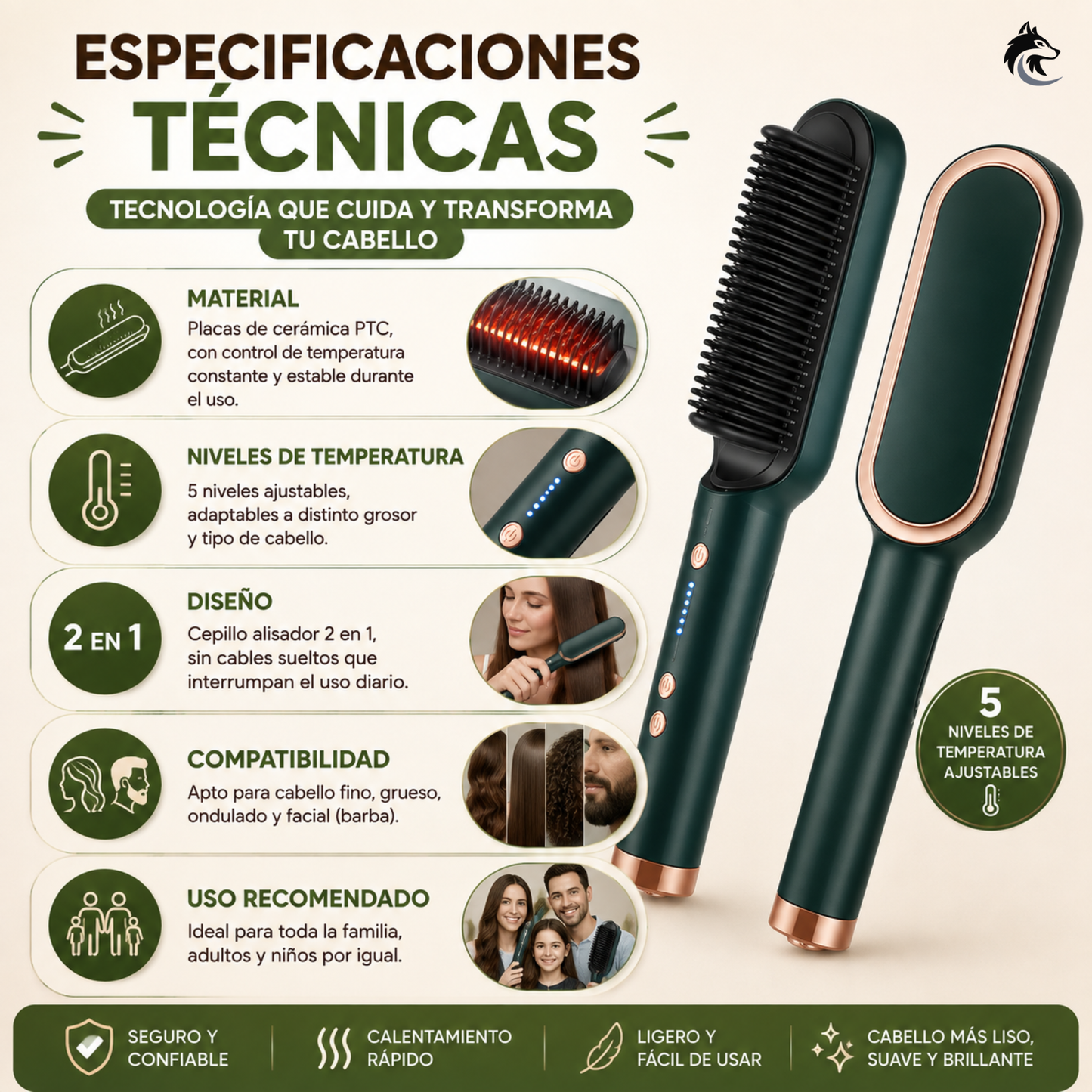 Hair Glow Duo - Cepillo y plancha en un solo paso